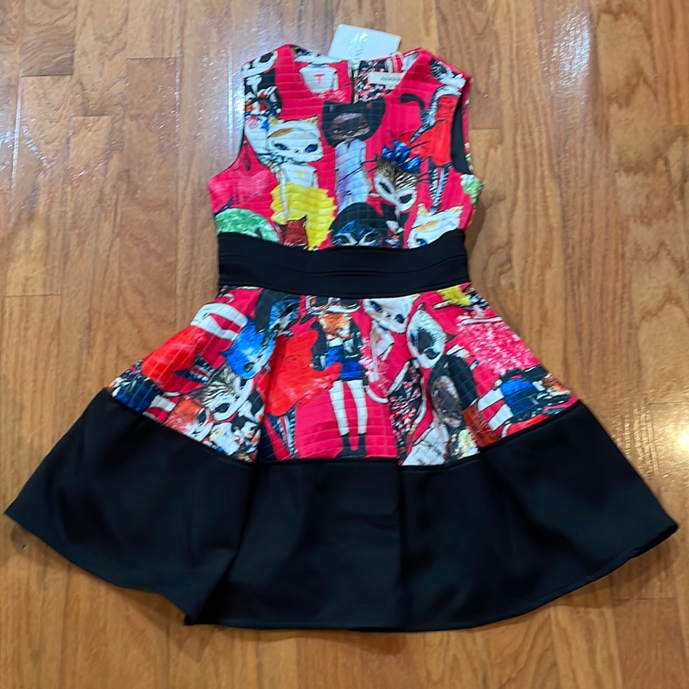 Aomani Women Size Medium NWT Cat Dress Fit & Flare Fully Lined Fashion Kitty